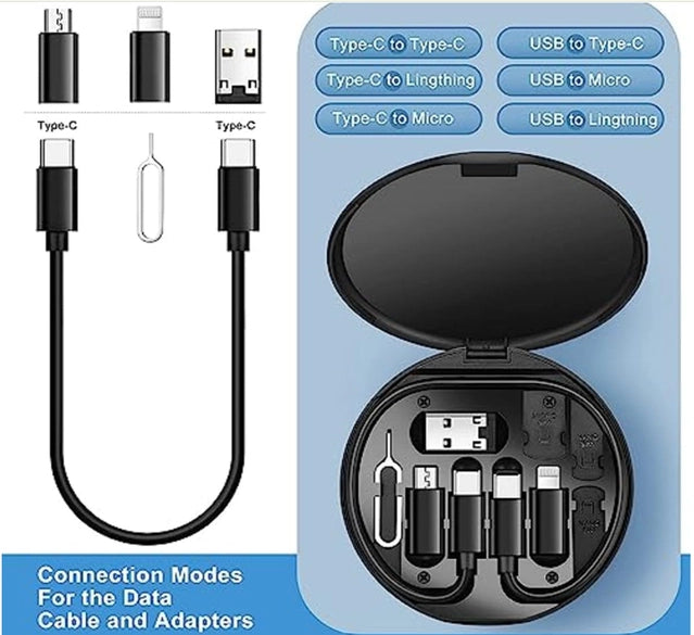 4-in-1 Mini Fast Charging & Data Cable Kit – Compact Multi-Connector Cable Set